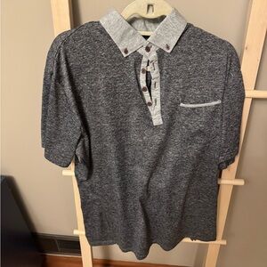 State and Liberty Gray Polo Shirt with Contrast Collar